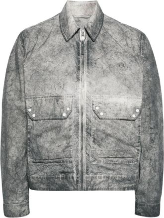 Ten c zip-up distressed-effect shirt jacket - men - Polyester/Cotton - 54 - Grey