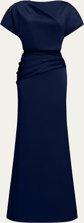 Halston Heritage Draped Satin Trumpet Gown