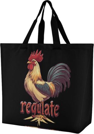 Generic Regulate Your Cock Reusable Shopping Bags One Shoulder Grocery Tote Bag Waterproof Big Purse for Work Travel