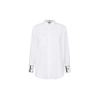 Elisabetta Franchi Dames, Blouses & Shirts, Wit, Maat: XL Katoen