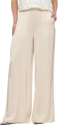 Freebird by Steven Panthea Wv-Satin-Air-26-1 Wijde Broek - Dames - Wijde Broeken - Beige - S - Polyester - Broeken