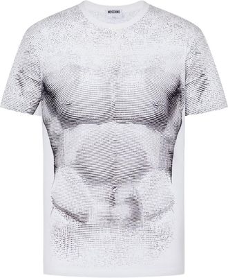 Moschino Monochrome Print T-shirt with Sculpted Torso