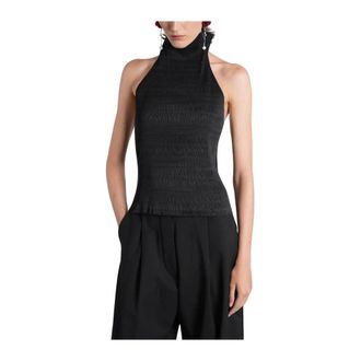 Magda Butrym Top met open rug en textuur - Dames - Tops - Zwart - Maat: XS Zijde