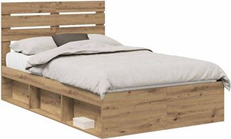 vidaXL Estructura De Cama Con Cabecera Roble Artesanal 120 X 190 Cm Vidaxl
