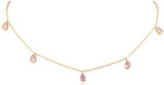 Kenneth Jay Lane Pear Cut Cubic Zirconia Charm Necklace in Pink/Gold at Nordstrom Rack