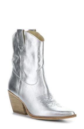 FLY London Wofy Pointed Toe Western Boot in 007 Silver Laminato at Nordstrom Rack, Size 7-7.5Us / 38Eu