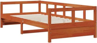 vidaXL Sof&aacute; Cama Sin Colch&oacute;n Madera Maciza Pino Marr&oacute;n Cera 90x190 Cm Vidaxl