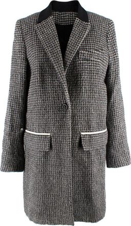 Paco Rabanne Grey Alpaca Blend Houndstooth Coat Size XS