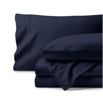 Bare Home 100% Organic Cotton Flannel Sheet Set in Midnight Blue at Nordstrom, Size California King