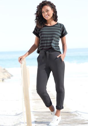 Elbsand Sweathose ELBSAND Brinja, Damen, Gr. XXL (44), N-Gr, grau (anthrazit), angeraute Sweatware, Obermaterial: 95% Baumwolle, 5% Elasthan, unifarben, figur