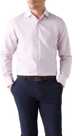 Robert Talbott Reynolds Cotton Linen Blend Shirt in Contemporary fit in Raspberry at Nordstrom, Size 15.5 - 35