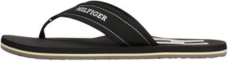 Tommy Hilfiger Mens Padded Beach Flip Flops, Black (Black), 11