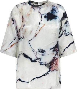 Roberto Cavalli Monochrome Marmer Print T-shirt - Dames - T-shirts - Veelkleurig - M - Tops