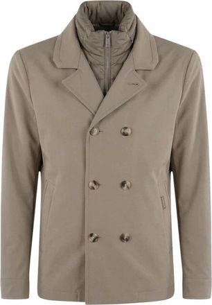Moorer Double-Breasted Coats, male, Beige, Size: 2XL Volmer Jacket