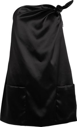 Louisa Ballou Knot-Detailed Satin Minidress Size XS