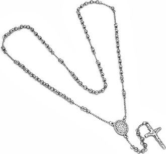 HMY Jewelry Black Stainless Steel Rosary Necklace in Metallic at Nordstrom Rack