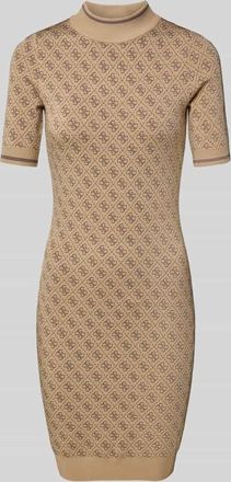 Guess Mini Strickkleid mit Logo-Muster Modell LISE in Sand, Größe XS