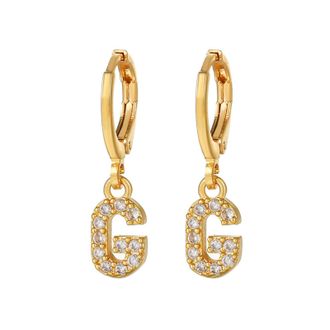 Generic 26 Initial Earrings 26 Diamond Alphabet Earrings A Z 26 Alphabet Initial Gold Earrings Light Luxury Premium Feeling Earrings For Women Girls Silver St