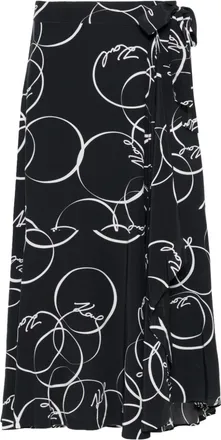 Karl Lagerfeld circle print wrap skirt - women - Ecovero/Viscose/Viscose - 38 - Black