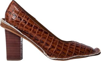 Clarks Slangenprint Blokhakken met Amandelteen - Dames - Pumps - Bruin - 41 EU - Leer - Schoenen