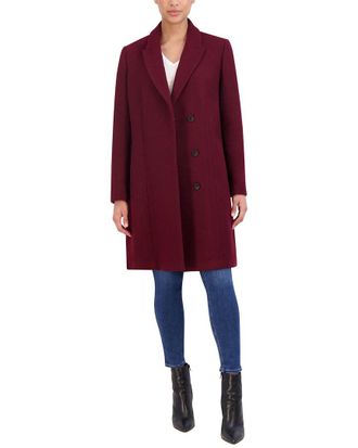 Cole Haan Asymmetrical Peak Lapel Wool-Blend Coat