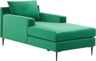 Beliani Beliani - Chaise Longue De Terciopelo Verde Negro Respaldo Reposabrazos Coj&iacute;n Gueret