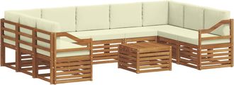 vidaXL Conjunto De Sof&aacute;s De Exterior 10 Uds. Natural Y Crema Vidaxl
