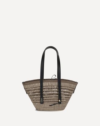 Loewe Medium Braid Basket Shoulder Bag in Iraca palm and calfskin Female UNI