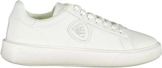 Blauer Witte Leren Heren Sneaker Street Style - Heren - Sneakers - Wit - 45 EU - Leer - Schoenen