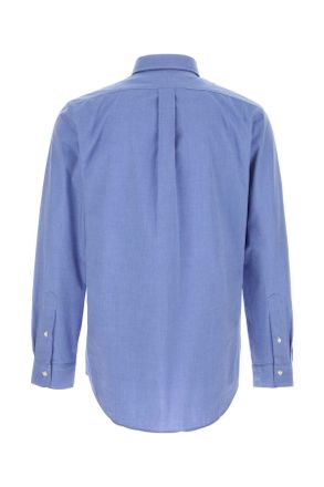 Polo Ralph Lauren Mens Cerulean Blue Stretch Poplin Shirt 2865blueendonend Exterior: Cotton Elastane Camicie