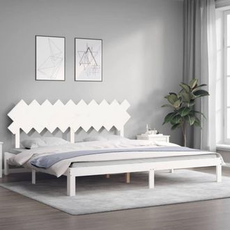 Berkfield Home Beautiful Bed Frame with Headboard White 200x200 cm Solid Wood