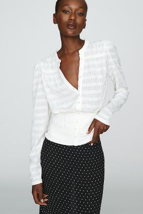 Maeve Market Day Shirred Long-Sleeve Top