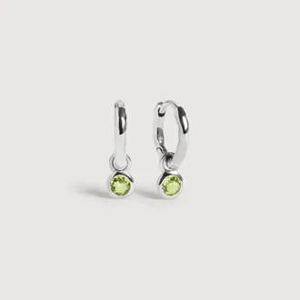 Monica Vinader Sterling Silver August Birthstone Huggie Earrings Peridot