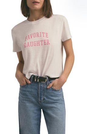 Favorite Daughter Cropped Collegiate Tee in White W/Neon Pink at Nordstrom, Size Large