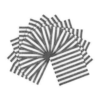 Solino Home Linen Cocktail Napkins - Amalfi Stripe, 6 x 6 in Black And White at Nordstrom, Size Small