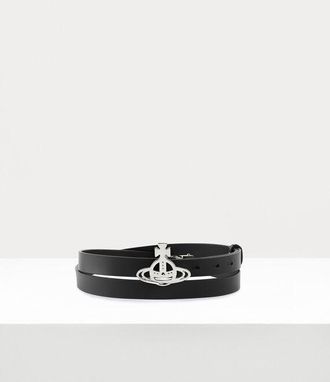 Vivienne Westwood Small Line Orb Buckle Belt Vacchetta Leather Black One Size Women