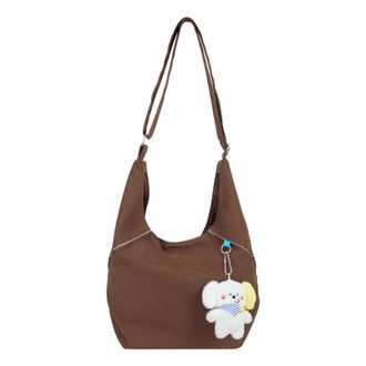 Generic Cymwer Nylon Fashion Shoulder Bag with Pendant Tote Bags for Women Work Shopping(Brown) (Brown)