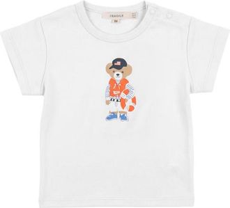 Fragile Bear Print Short Sleeve Top in White at Nordstrom, Size 12M
