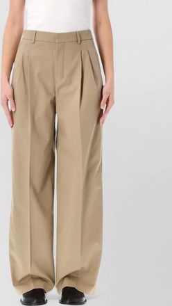 Ami cotton pleated low-rise wide-leg trousers