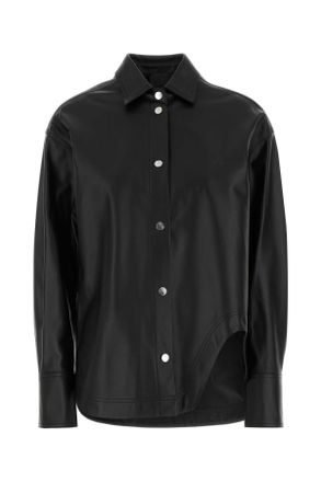The Attico Black Leather Eliza Shirt