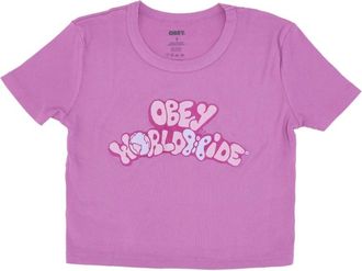 Obey Vlinder Cropped T-shirt - Dames - T-shirts - Paars - M - Katoen - Tops