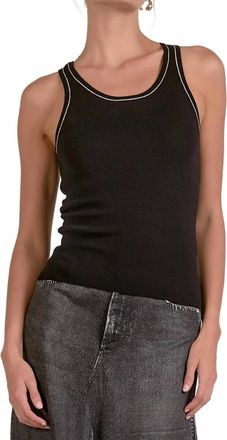 Elan Contrast Stitch Tank Top In Black