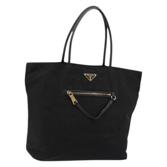 Prada Pre-owned Tote Bags, female, Black, Size: ONE SIZE Pre-owned Vintage Nylon Tote Bag