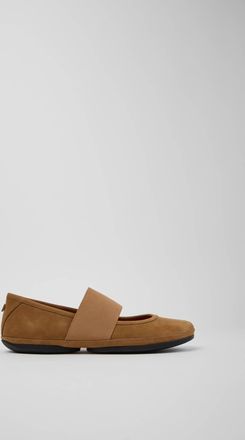 Camper Womens Right Nina Nubuck Leather Ballerina Flats In Brown