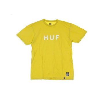 HUF T-Shirts, male, Yellow, Size: XL Logo Mens T-Shirt Essentials