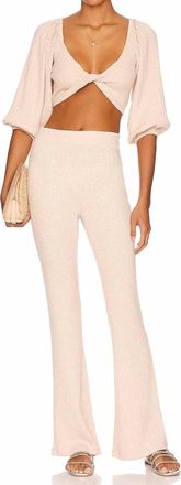 PQ Swim Jemma Twist Front Crop Top And Flared Pants Set In Beige