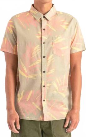 Banks Journal Seasons Short Sleeve Woven Shirt In Green Tea