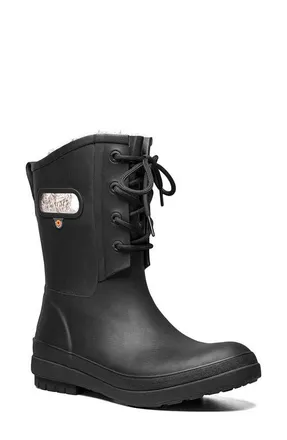 Bogs Amanda II Lace-Up Waterproof Boot in Black at Nordstrom, Size 10