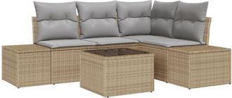 vidaXL Vidaxl - Conjunto De Sof&aacute; De Jard&iacute;n Con Coj&iacute;n 5 Pcs Beige, Gris Claro