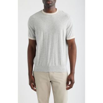 Scott Barber Short Sleeve Reverse Jersey Sweater in Silver at Nordstrom, Size Xx-Large